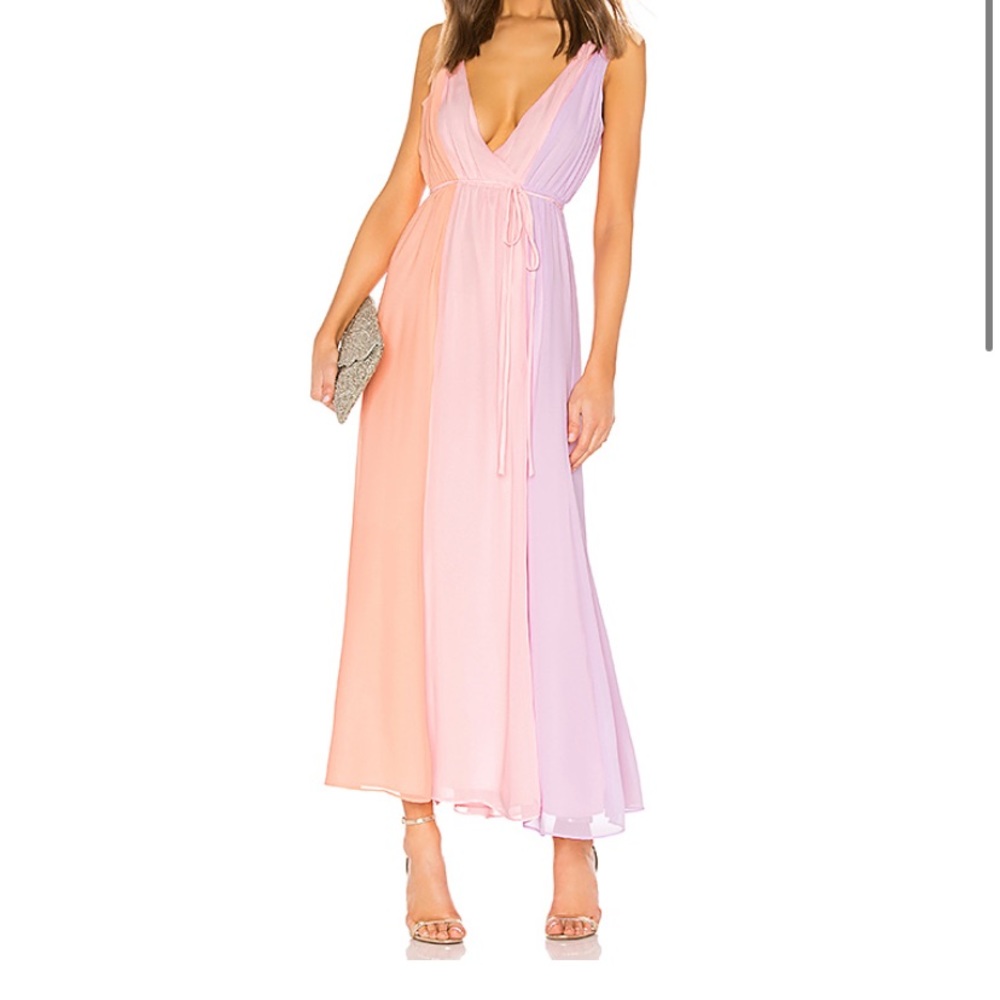 Privacy Please Peach and Lavender Maxi Dress